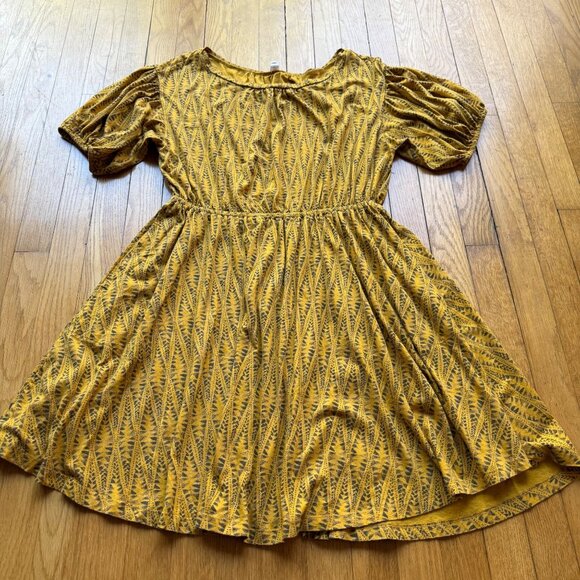 Anthropologie Daily Practice Size L Yellow & Gray Aztec Blouson Mini Dress - Picture 4 of 16